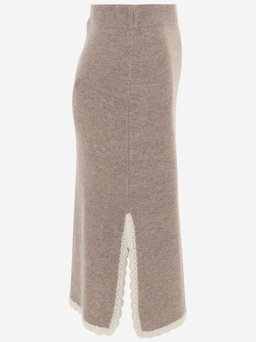 The Garment Beige Como Scalloped-Trim Wool-Cashmere Midi Skirt