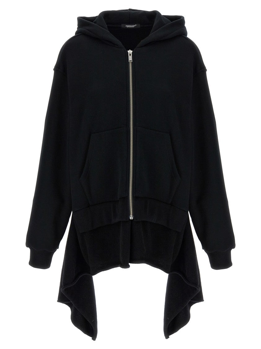Undercover Two-Material Hoodie With Asymmetrical Wool Inserts
