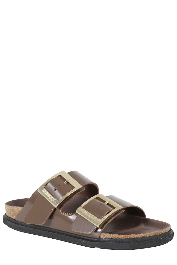 Birkenstock Brown Arizona Db Adjustable-Buckle Patent Leather Sandals