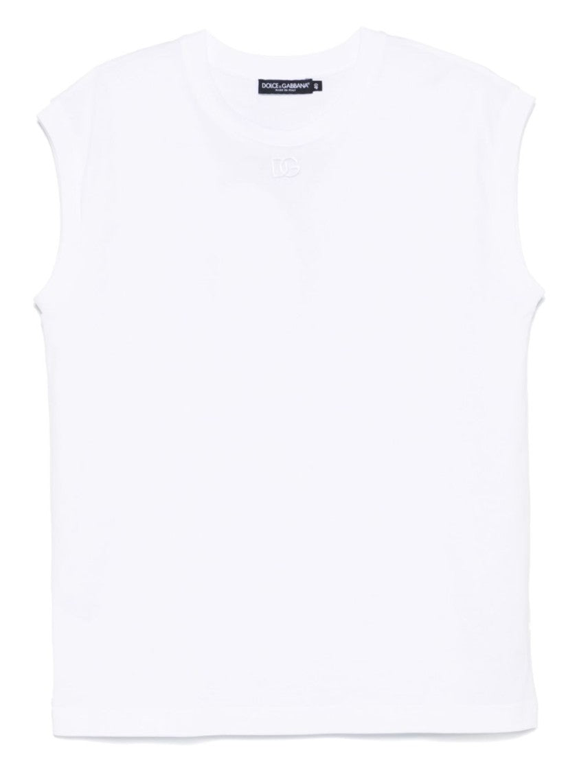 Dolce & Gabbana White Cotton T-Shirt With Crew Neckline