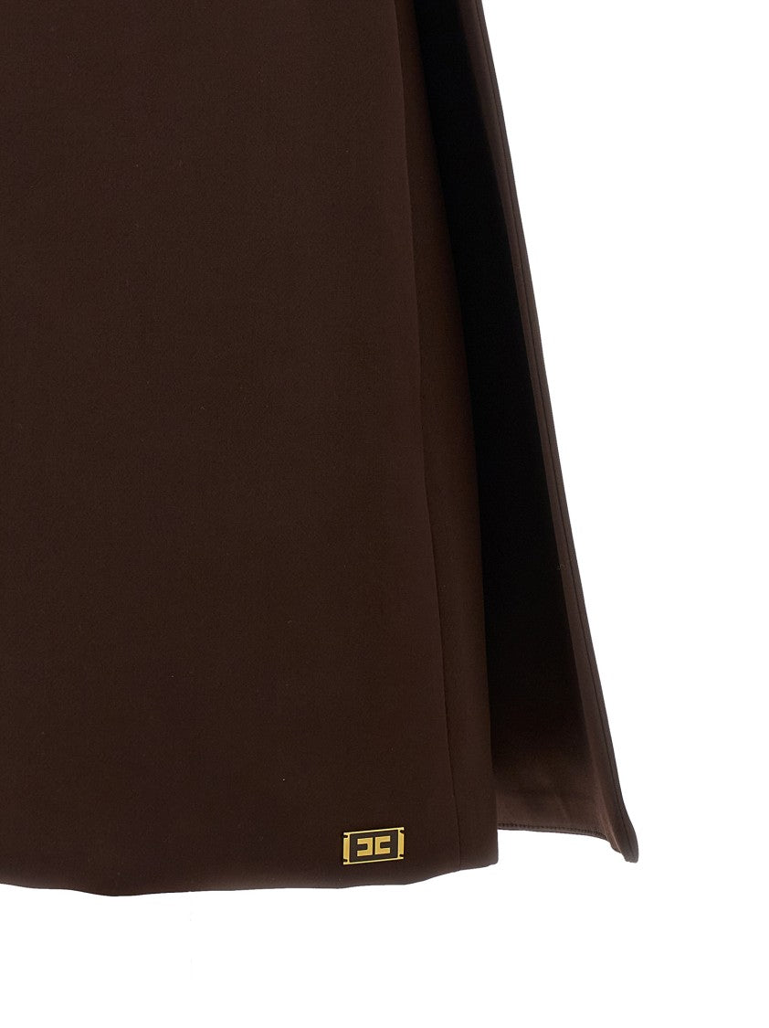 Elisabetta Franchi Duchesse Mini Dress With Back Cape Construction And V-Neck
