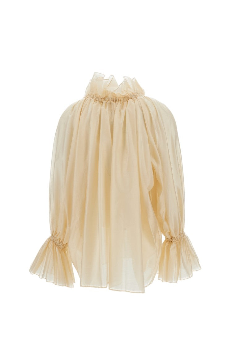 The Latest Beige Estelle Muslin Ruffled Collar Blouse