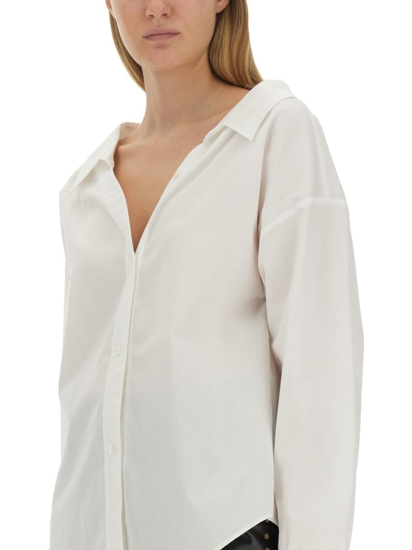 Moschino V-Neck Shirt With Curved Hem