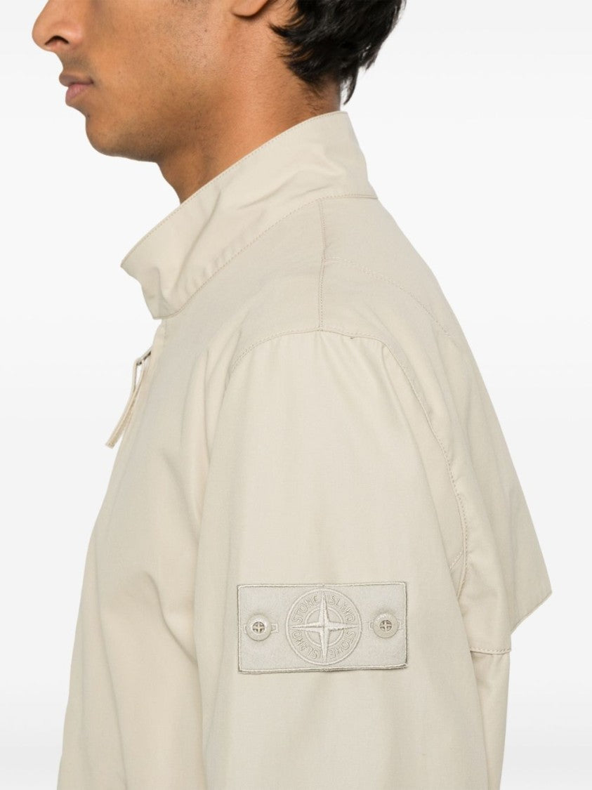 Stone Island Beige Windproof Jacket With Ghost Logo Badge