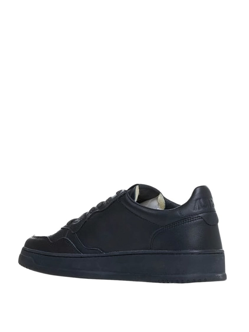 Autry Monochromatic Leather Low-Top Sneakers With Branded Patch