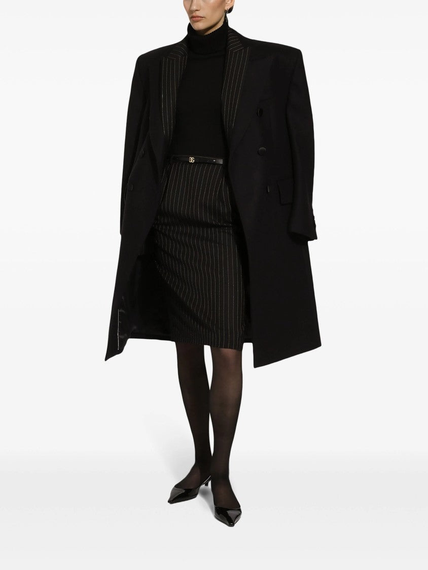 Dolce & Gabbana Black Cashmere Turtleneck Ribbed Accent Sweater