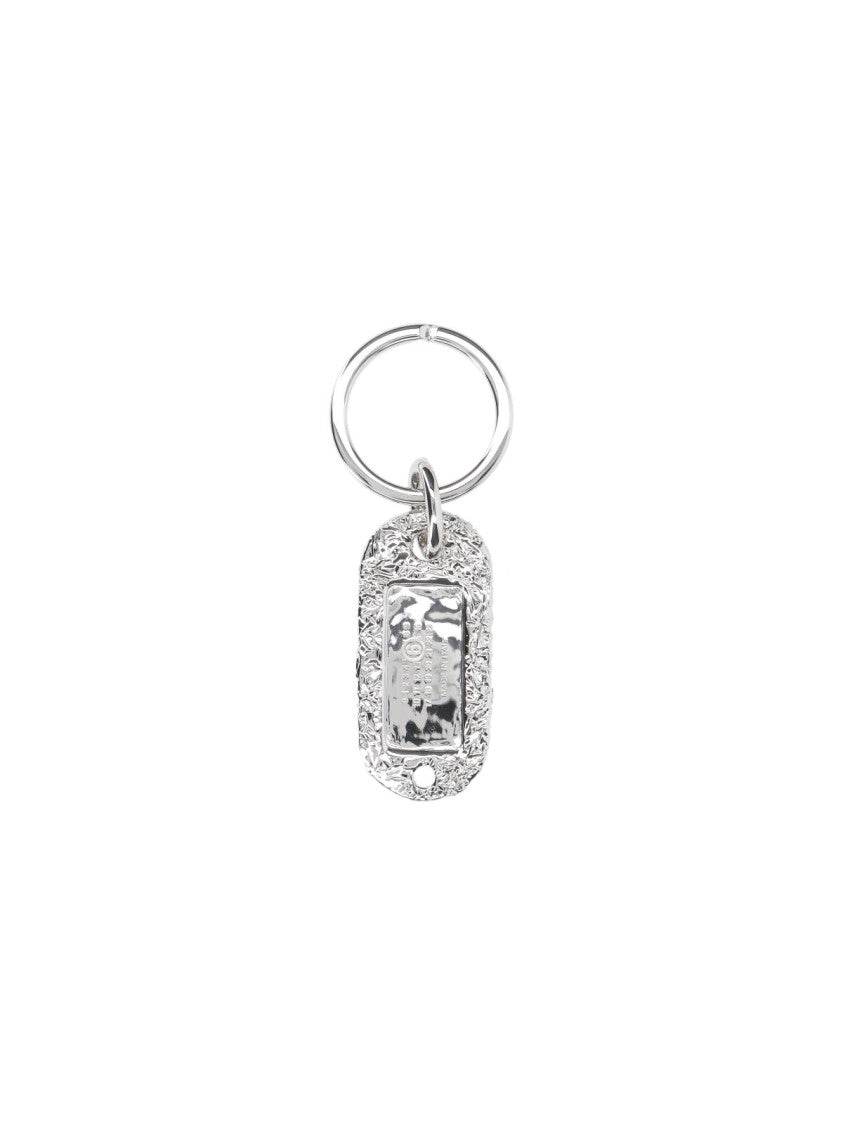 Mm6 By Maison Margiela Textured Silver-Plated Brass Keychain With Numeric Logo