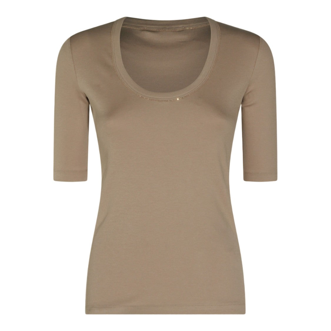 Fabiana Filippi Fitted Short-Sleeve Top With Scoop Neckline