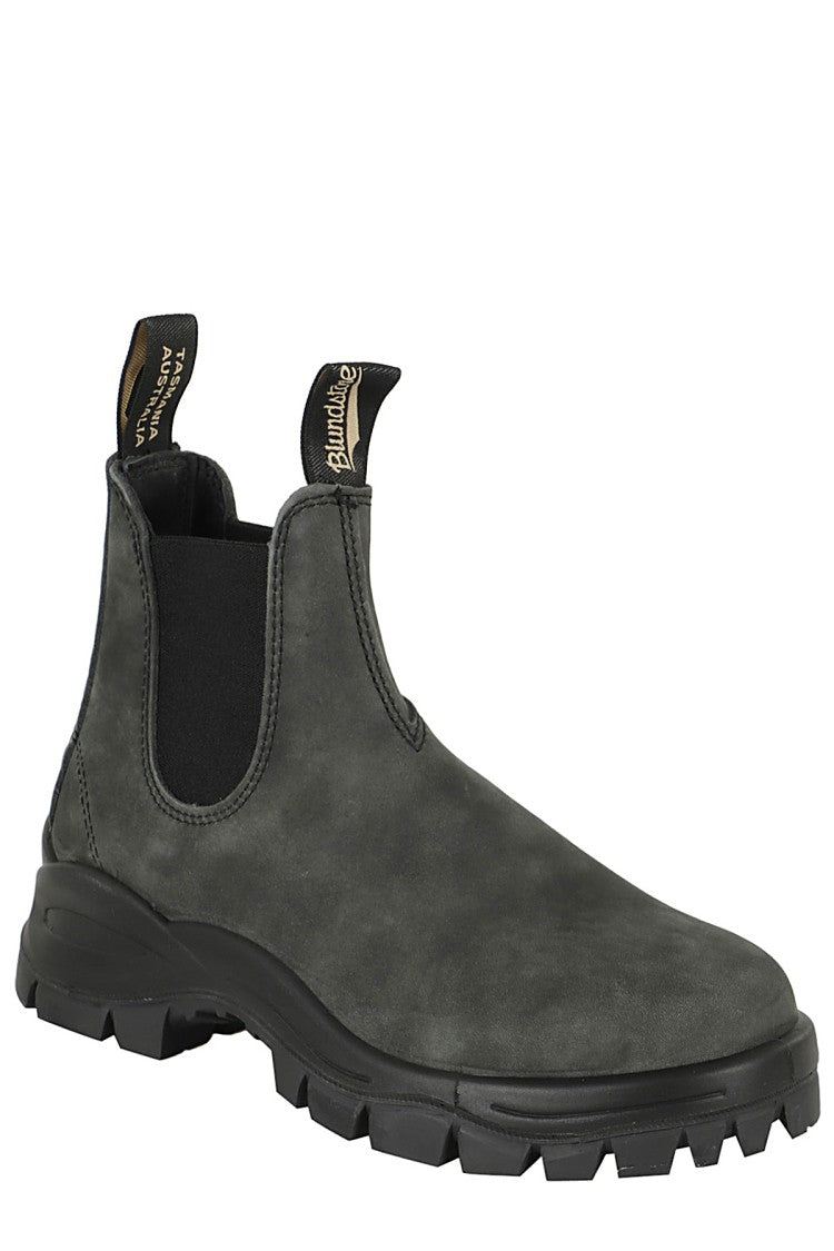 Blundstone Washed Grey Lug Boots With Elastic Side Inserts