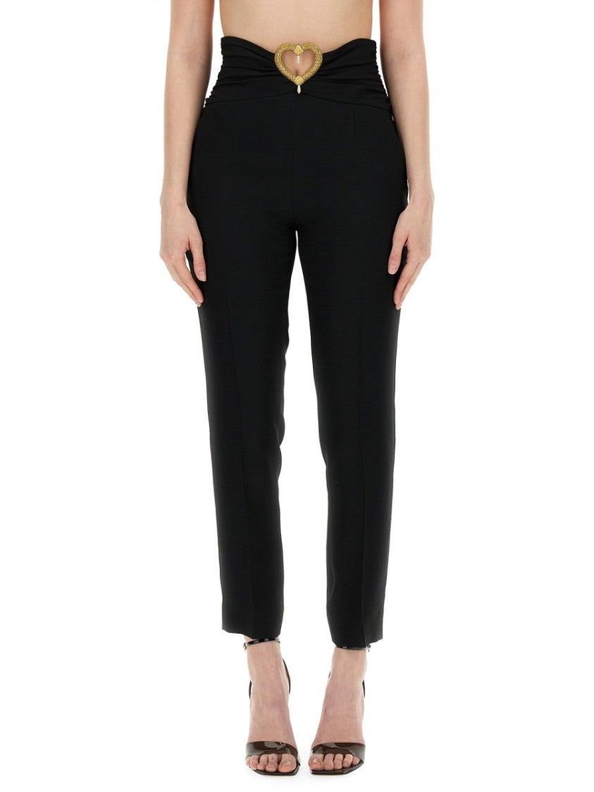 Moschino Slim-Fit Pants With Heart-Shaped Waist Detail