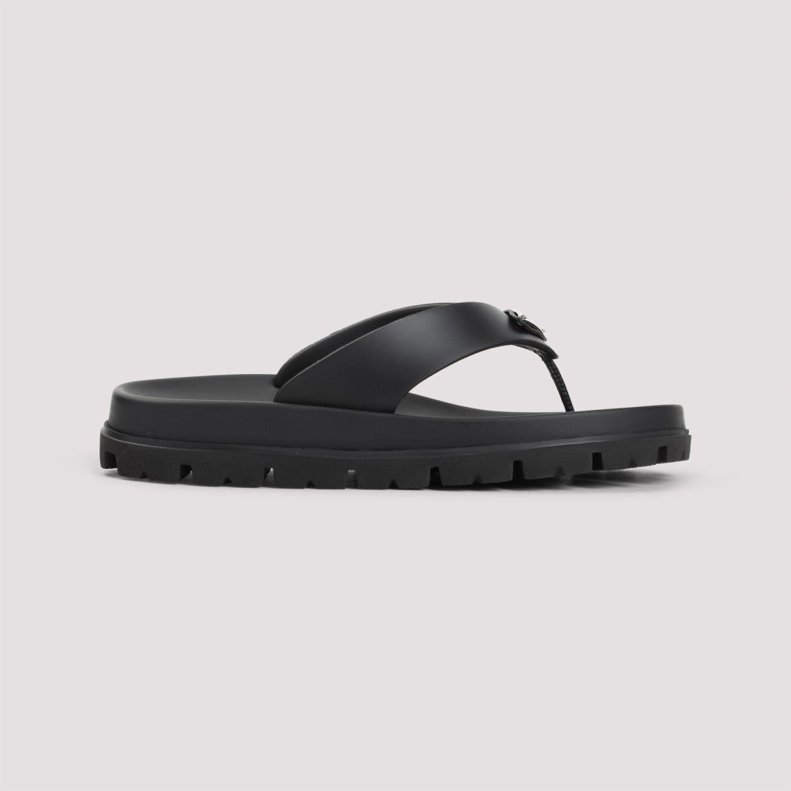 Prada Minimalist Black Sandals With Rugged Sole