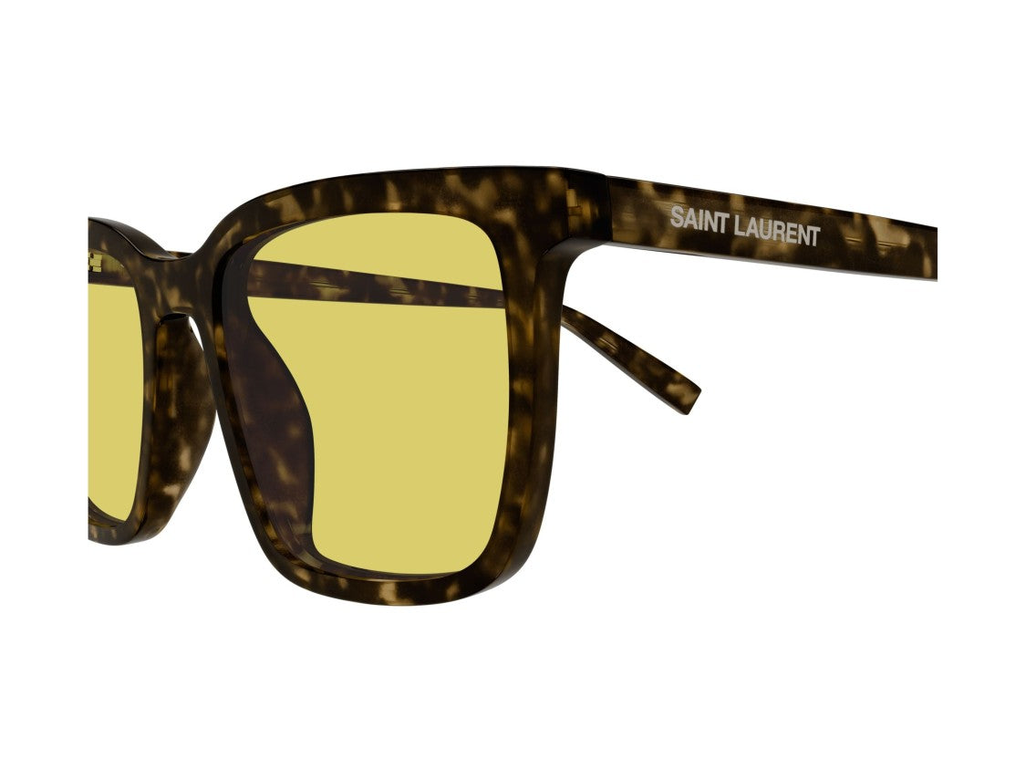 Saint Laurent Yellow Sl 500 Tortoiseshell Acetate Square Sunglasses