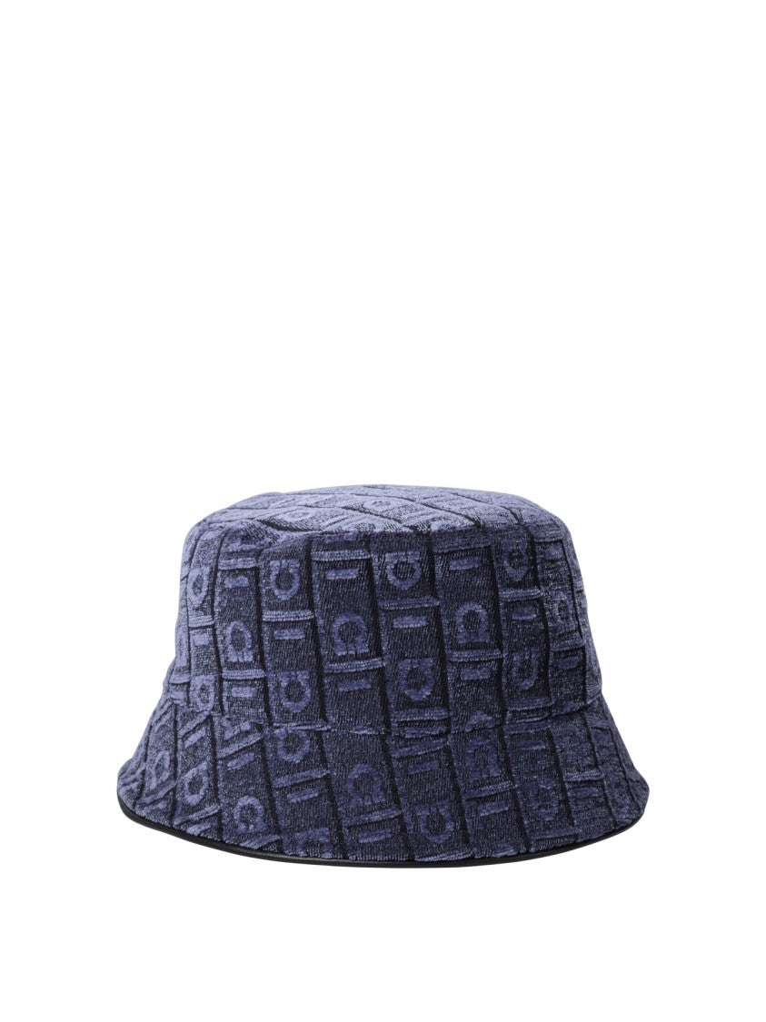 Ferragamo Textured Blue Bucket Hat