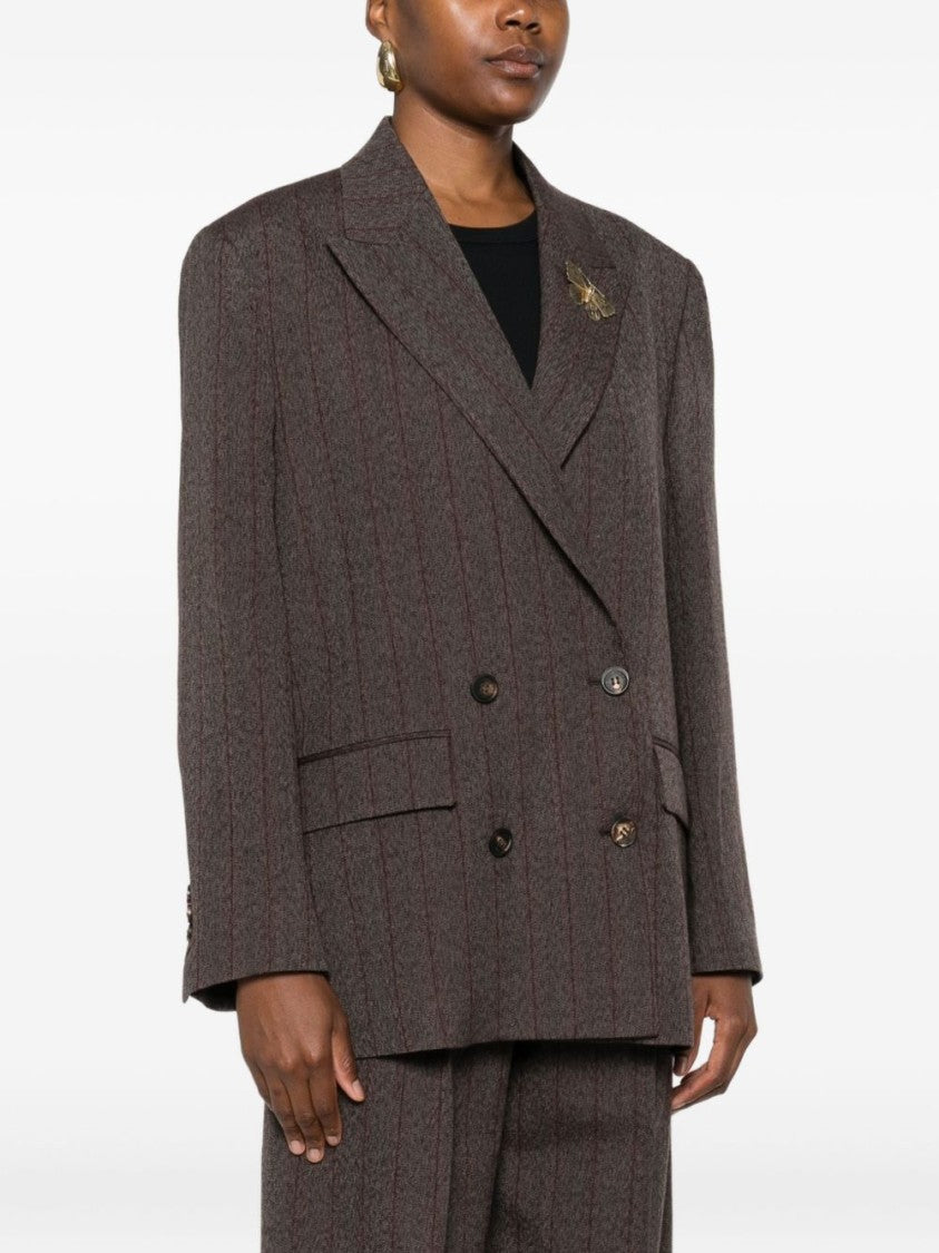 Golden Goose Double-Breasted Structured Jacket With Pinstripes