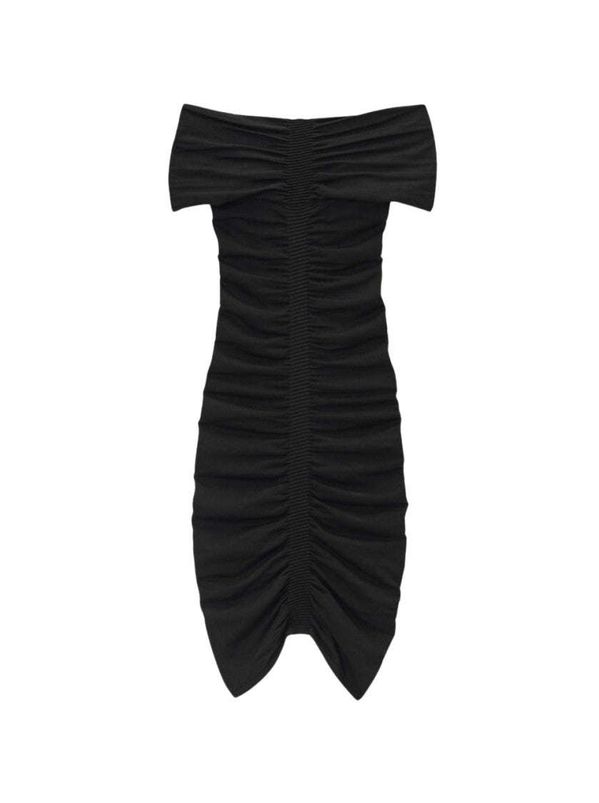 Alexander Wang Off Shoulder Ruched Dress Black