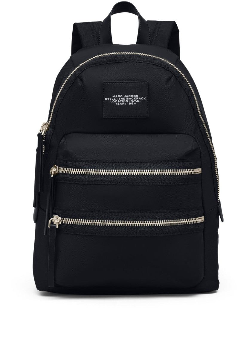 Marc Jacobs Black Large Zipped Logo Nylon Backpack