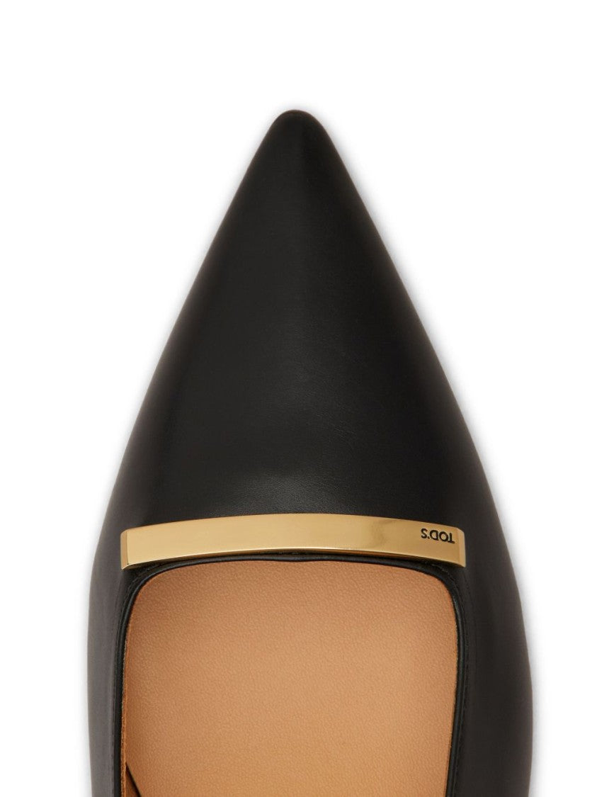Tod's Black Pointed Toe Tapered Heel Sandals