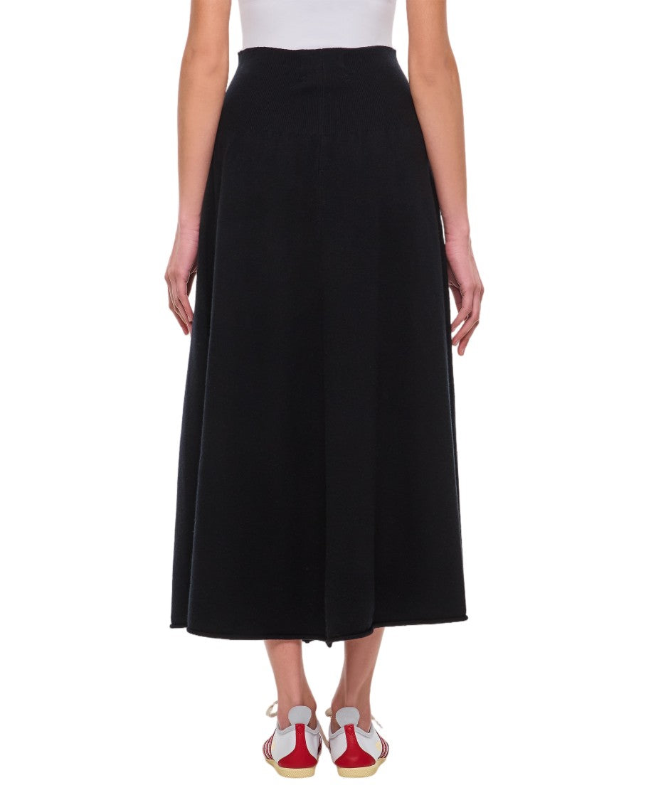 Extreme Cashmere Flowing Midi Skirt With High Elastic Waistband