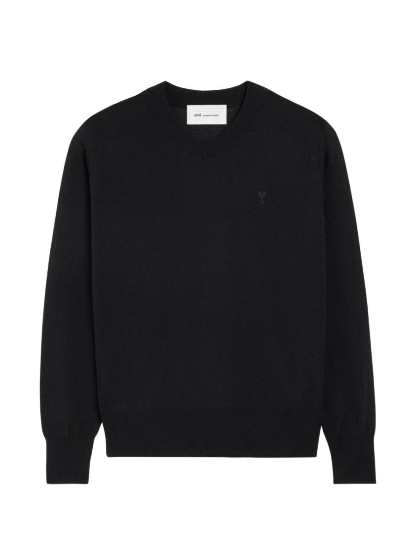 Ami Paris Black Round Neck Long Sleeve Sweater