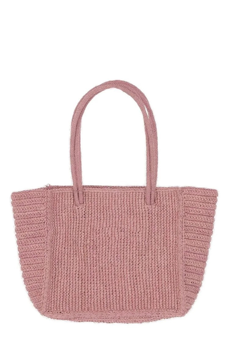Mc2 Saint Barth Medium Woven Tote Bag In Dusty Rose