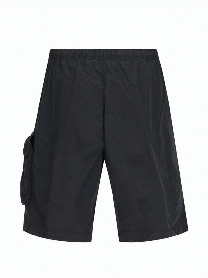 C.P. Company Black Minimalist Elastic Waist Polyamide Shorts
