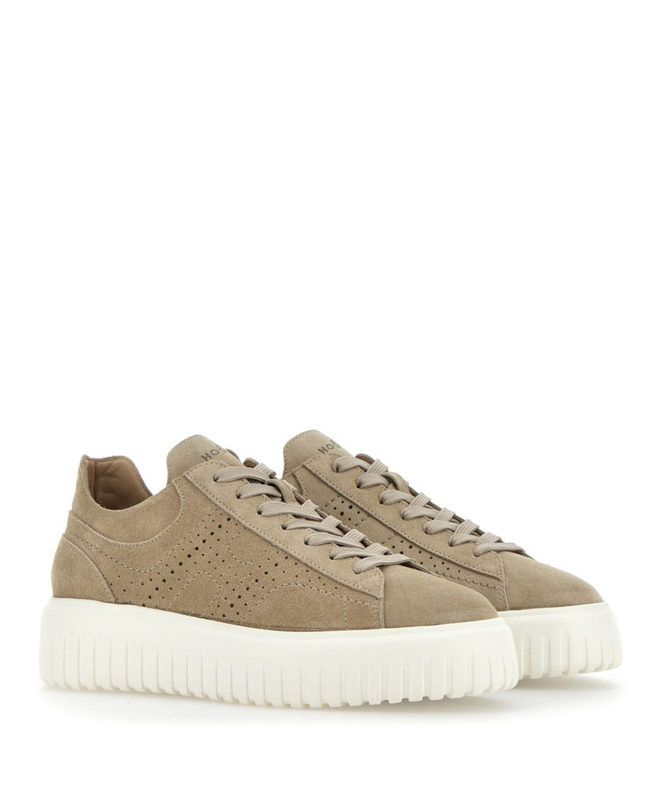 Hogan Low-Top Suede Sneakers With Perforated Detailing
