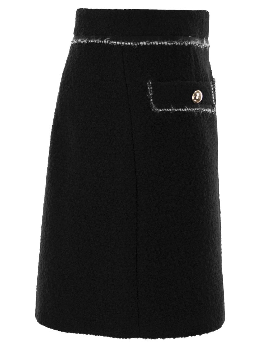 Fay Short Boucle Wool Skirt With Flap Pockets