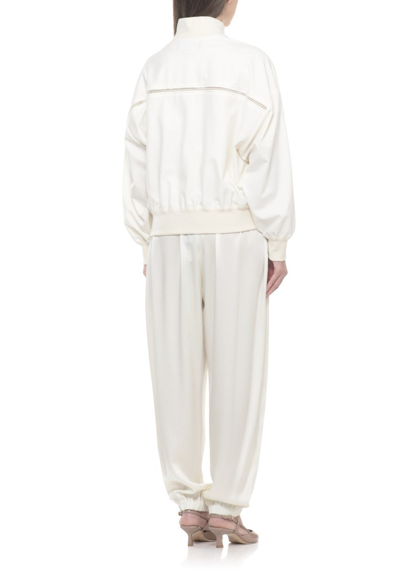 Fabiana Filippi Ivory Lightpoint Detail Bomber Jacket