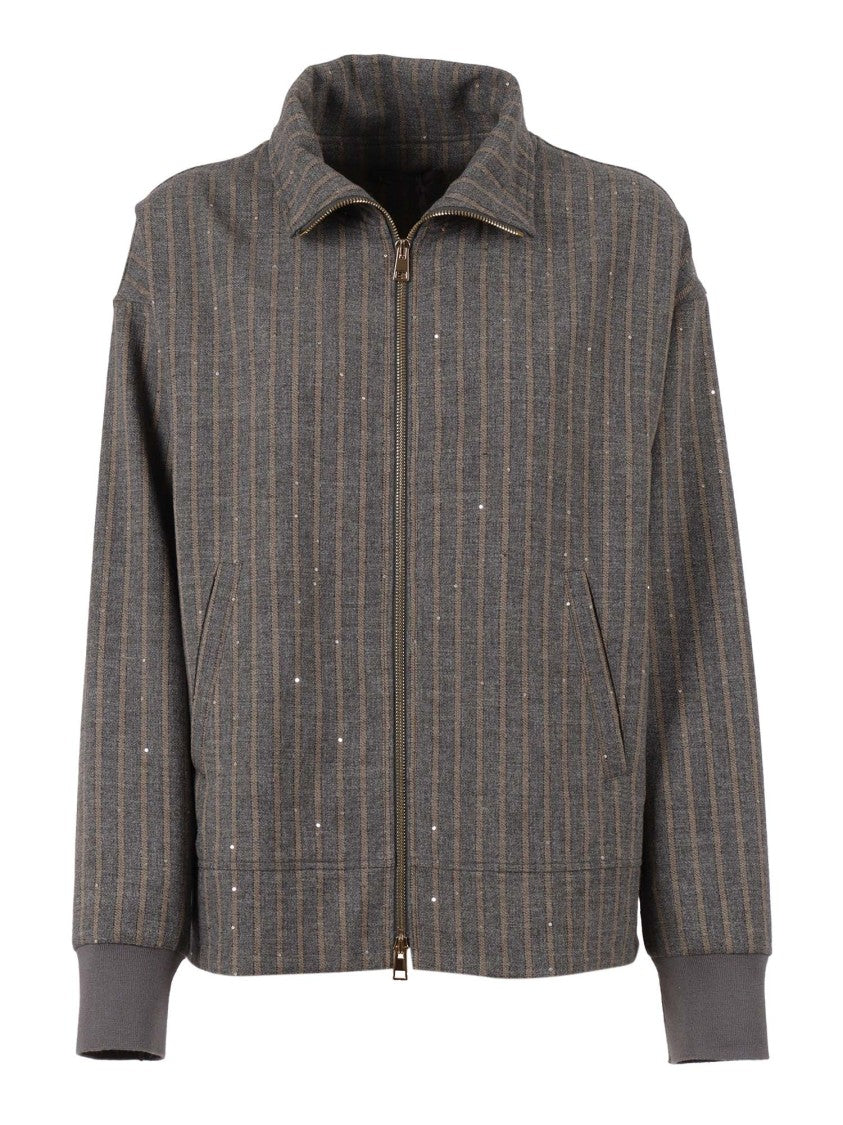 Lorena Antoniazzi High Collar Zip Sweatshirt With Textured Finish