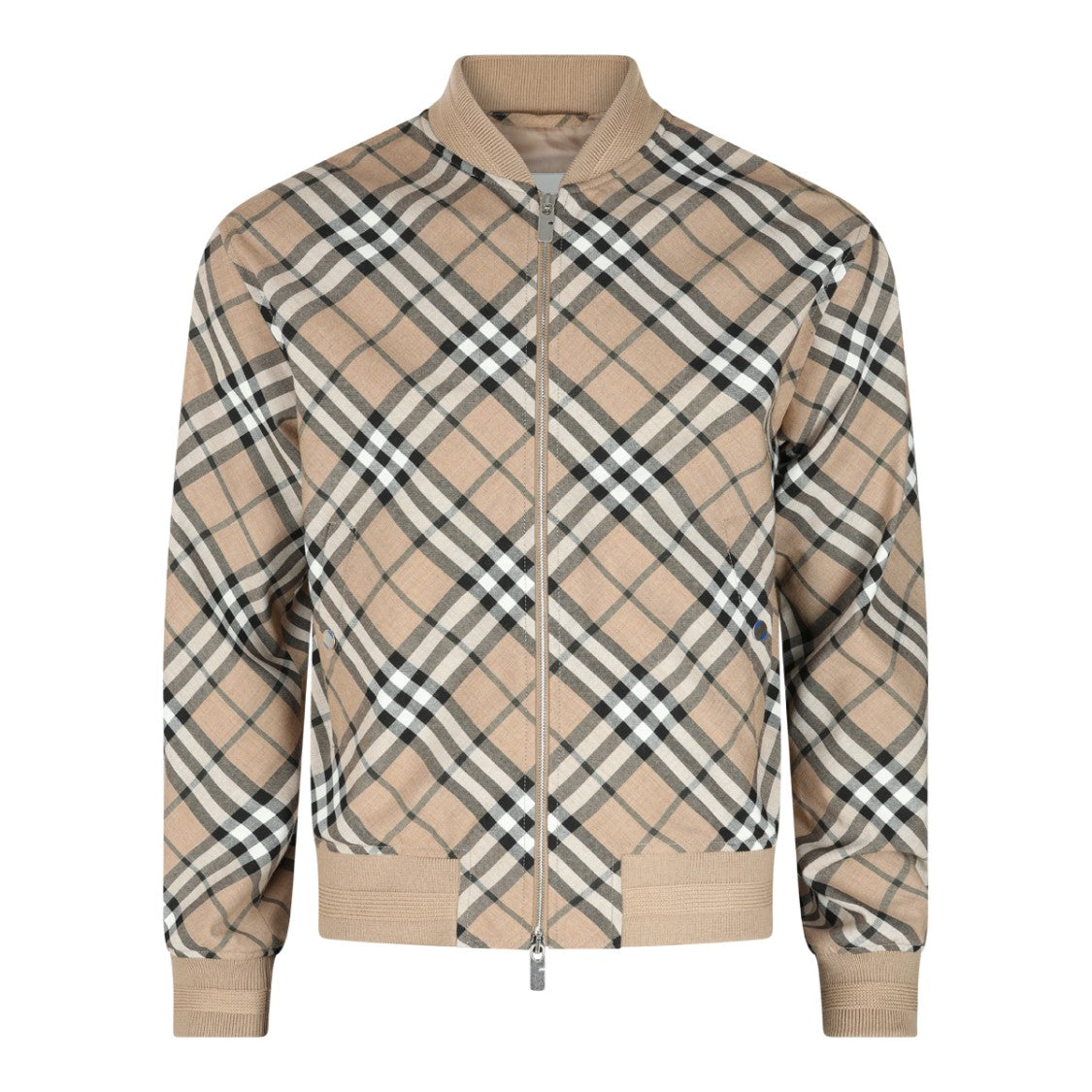 Burberry Classic Check Zip-Up Sweater With Ribbed Detailing