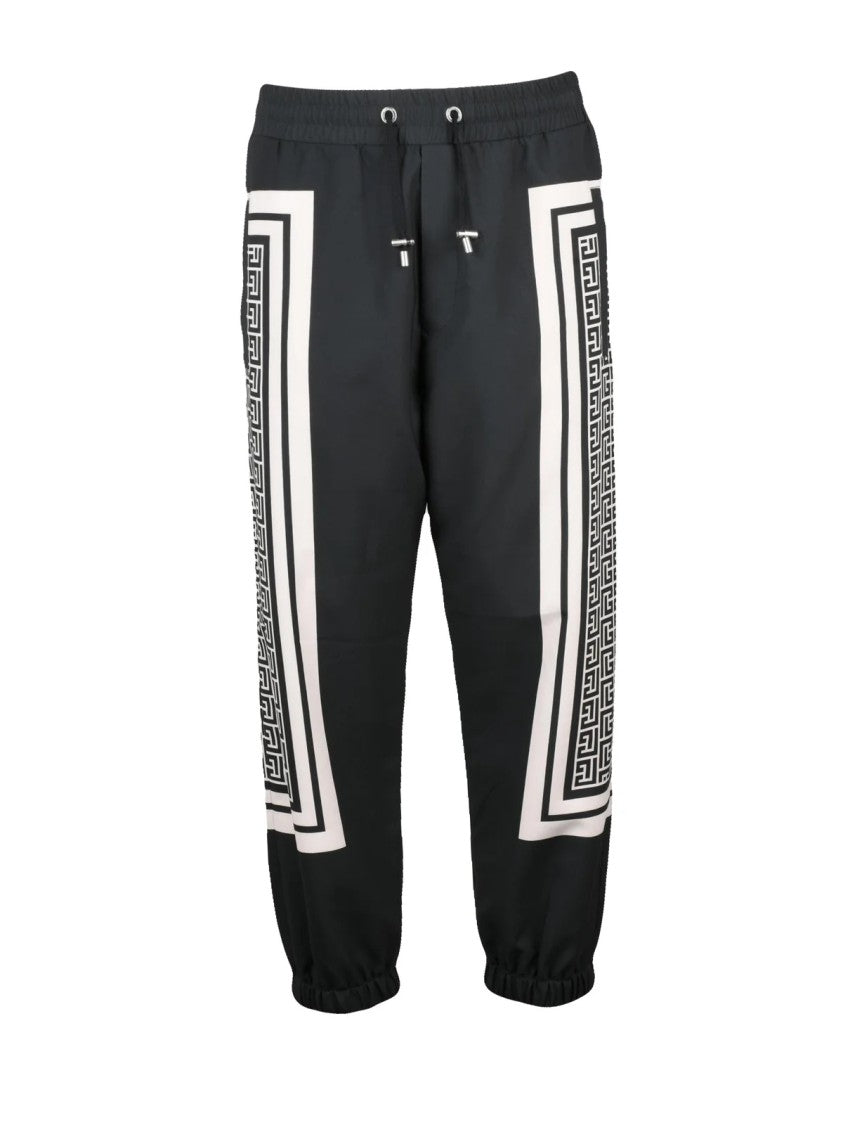 Balmain Two-Tone Black Tracksuit Pants With Geometric Panels