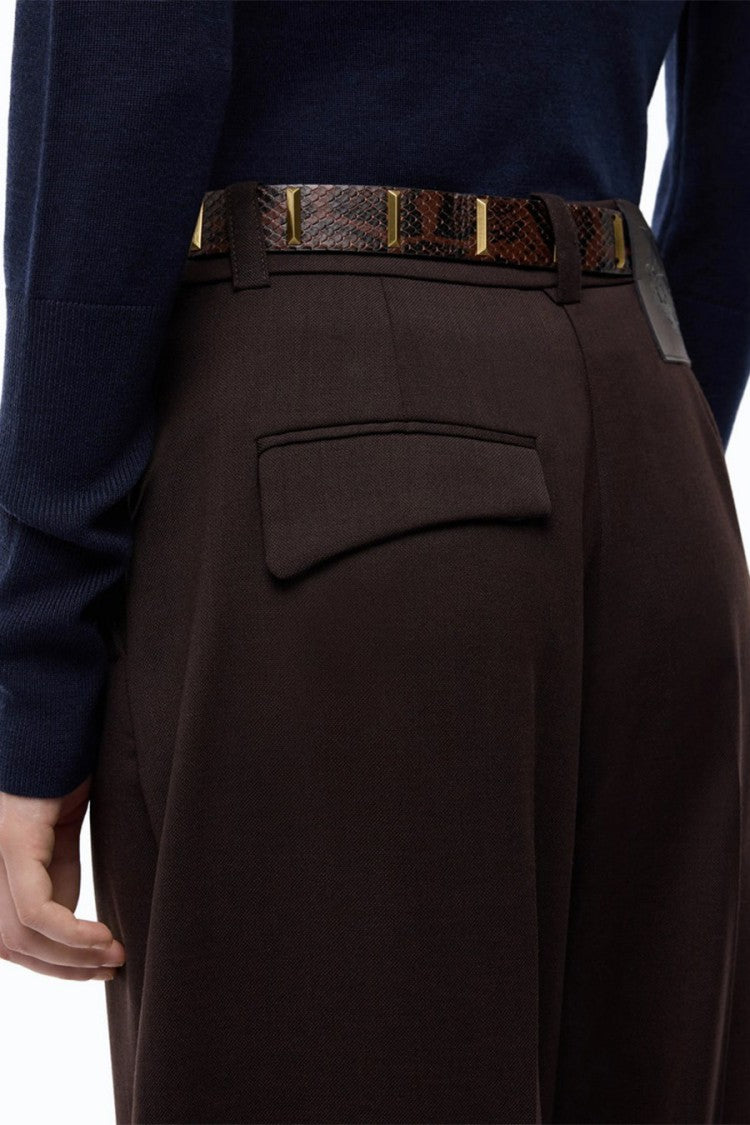 Pinko Brown Polyester-Viscose Blend Wide-Leg Trousers
