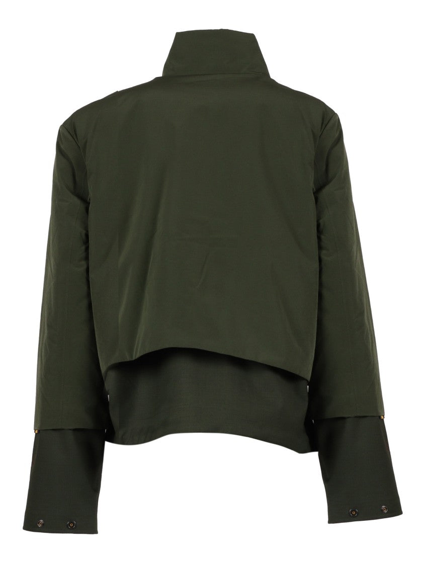 K-Way Padded Short Jacket With Wool-Nylon Blend