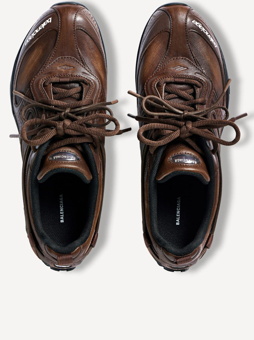 Balenciaga Radar Leather Brown Low-Profile Leather Sneakers