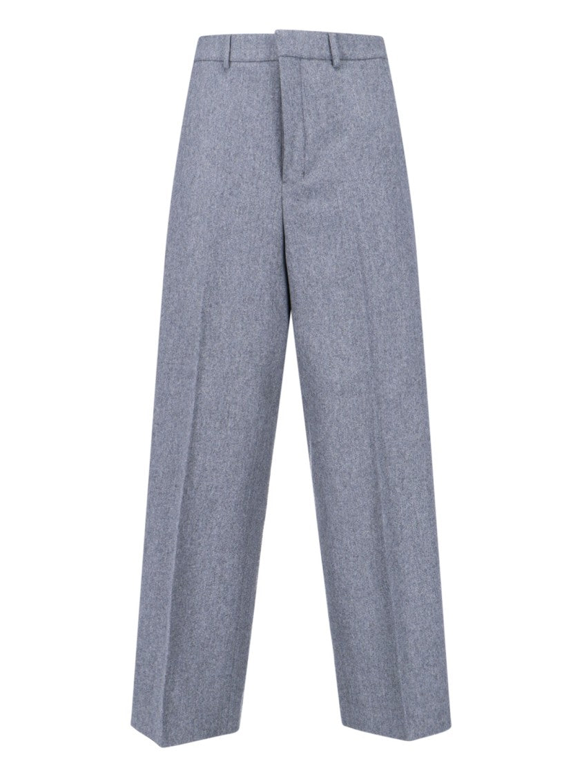 Ami Light Grey Tailored Virgin Wool Trousers
