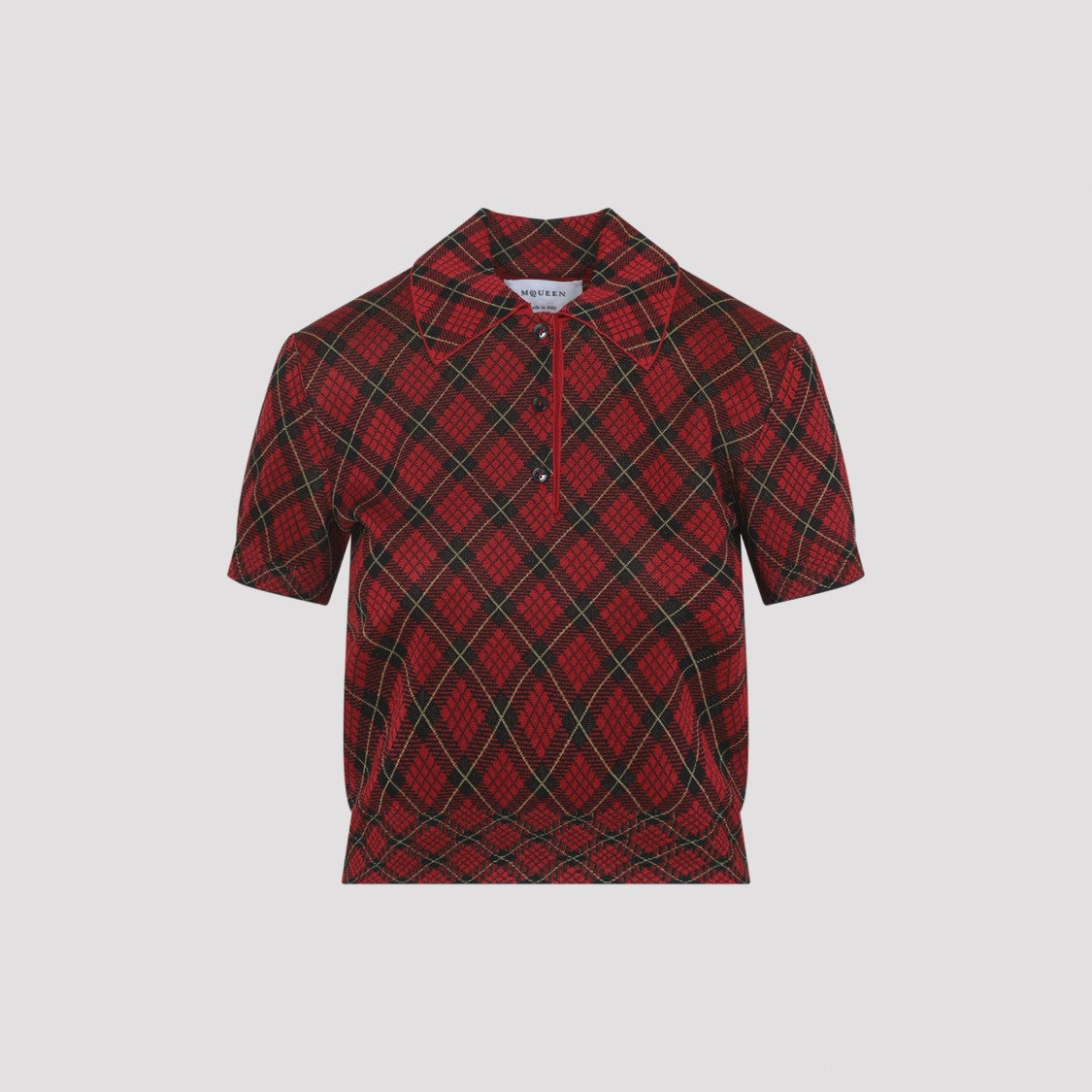 Alexander Mcqueen Short-Sleeved Polo Top With Bold Argyle Pattern