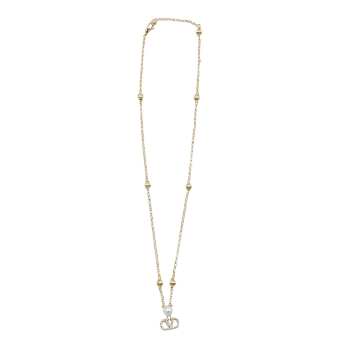 Valentino Garavani Gold-Tone Pearl Pendant Bead Necklace