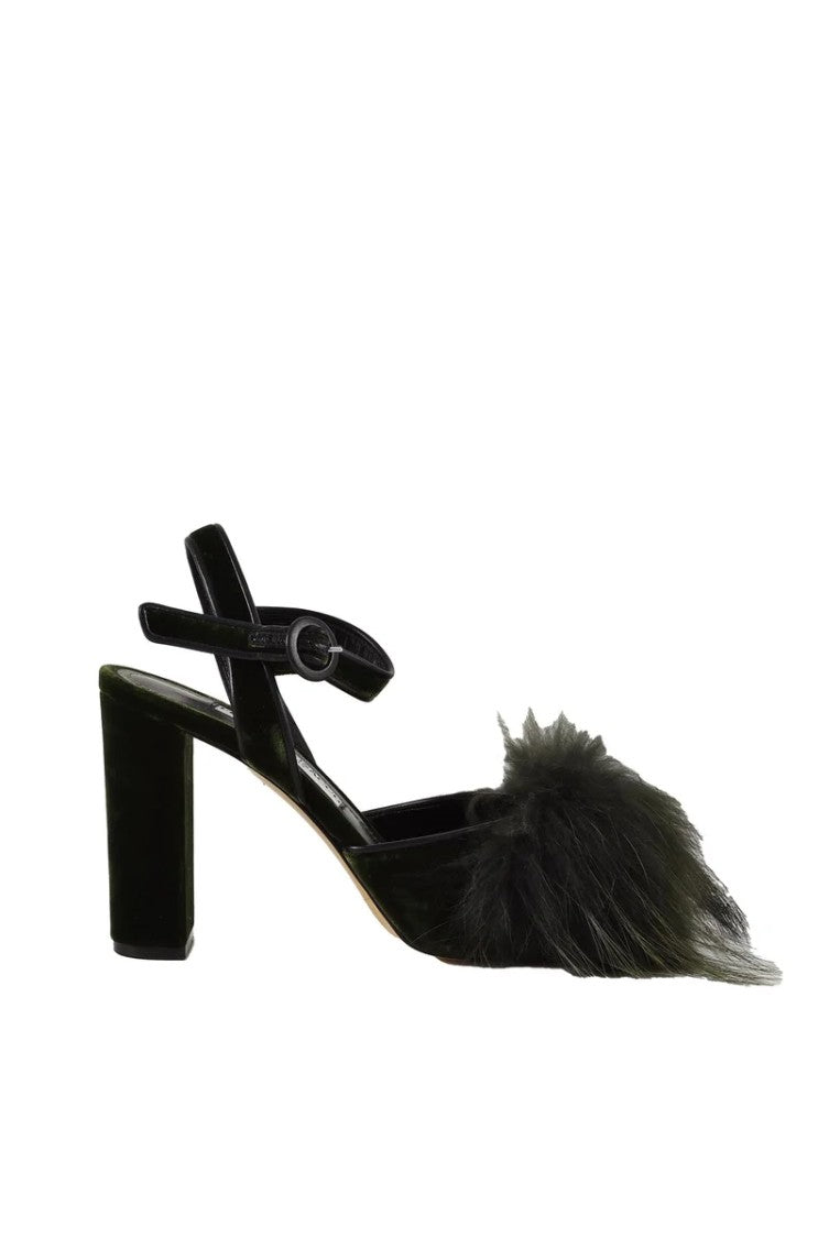 Francesco Sacco Velvet Sandal - Green