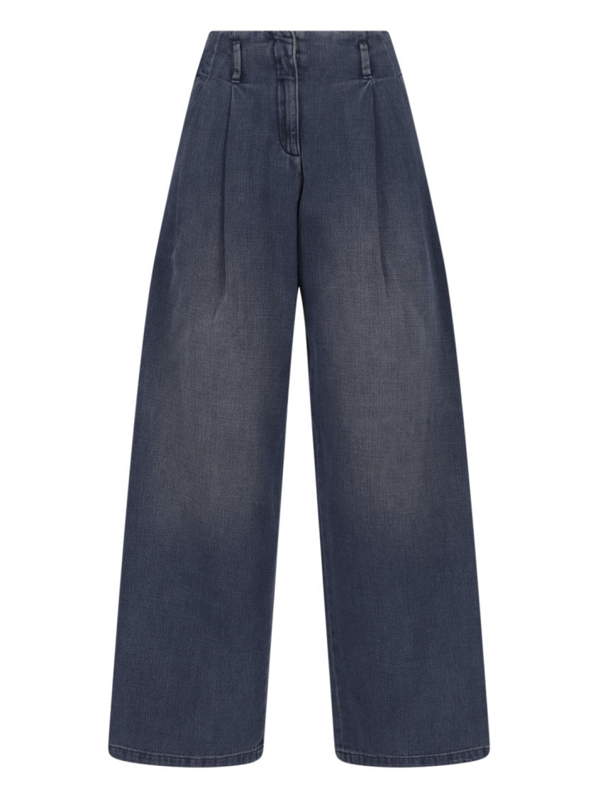 Golden Goose Wide-Leg Blue Cotton Denim Jeans