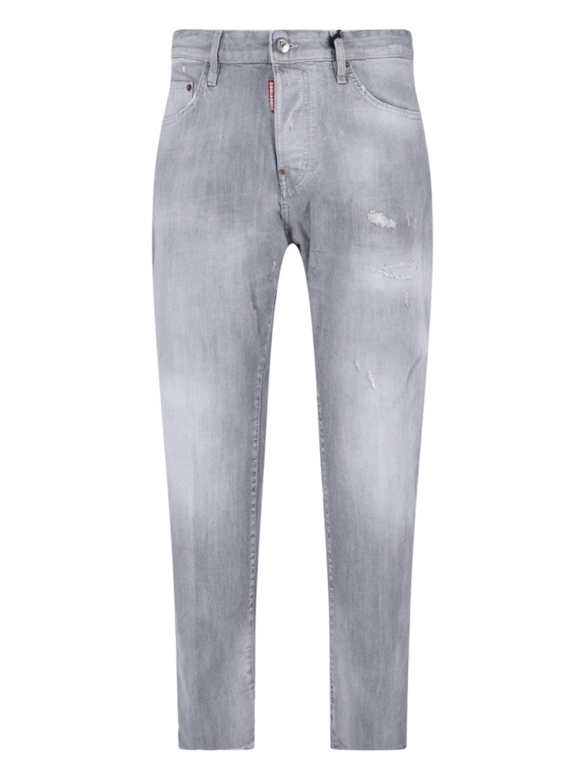Dsquared2 Straight-Leg Denim Jeans With Textured Grey Wash