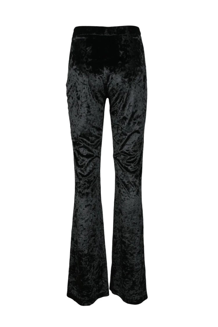 Nine Minutes Textured Stretch Trousers With Flared Hem And Elasticated Waistband