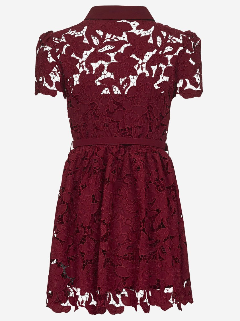 Self-Portrait Floral Lace Dress With Puff Sleeves