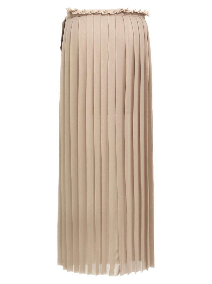 Ami Paris Long Pleated Skirt With Flowing Silhouette And Smooth Texture