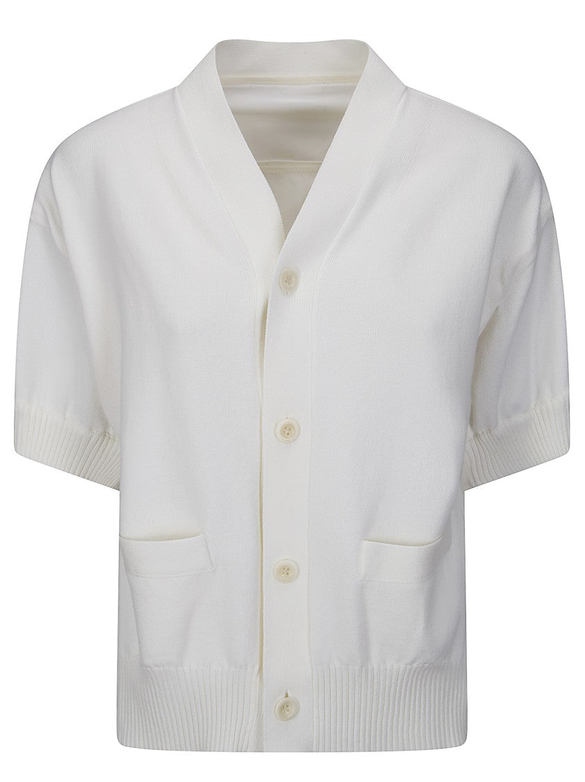 Sacai Denim And Knit Patchwork Cardigan