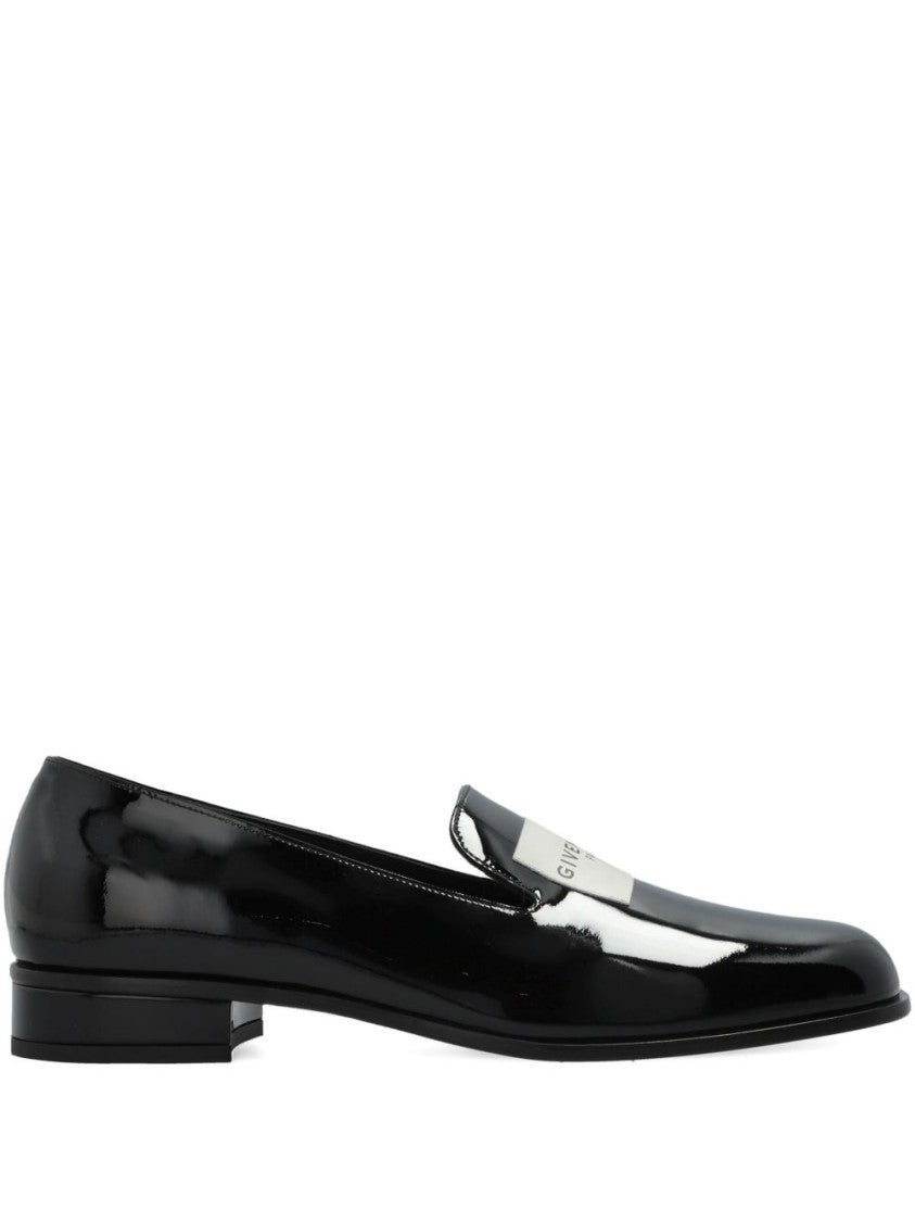 Givenchy Black Patent Leather Square Toe Flats