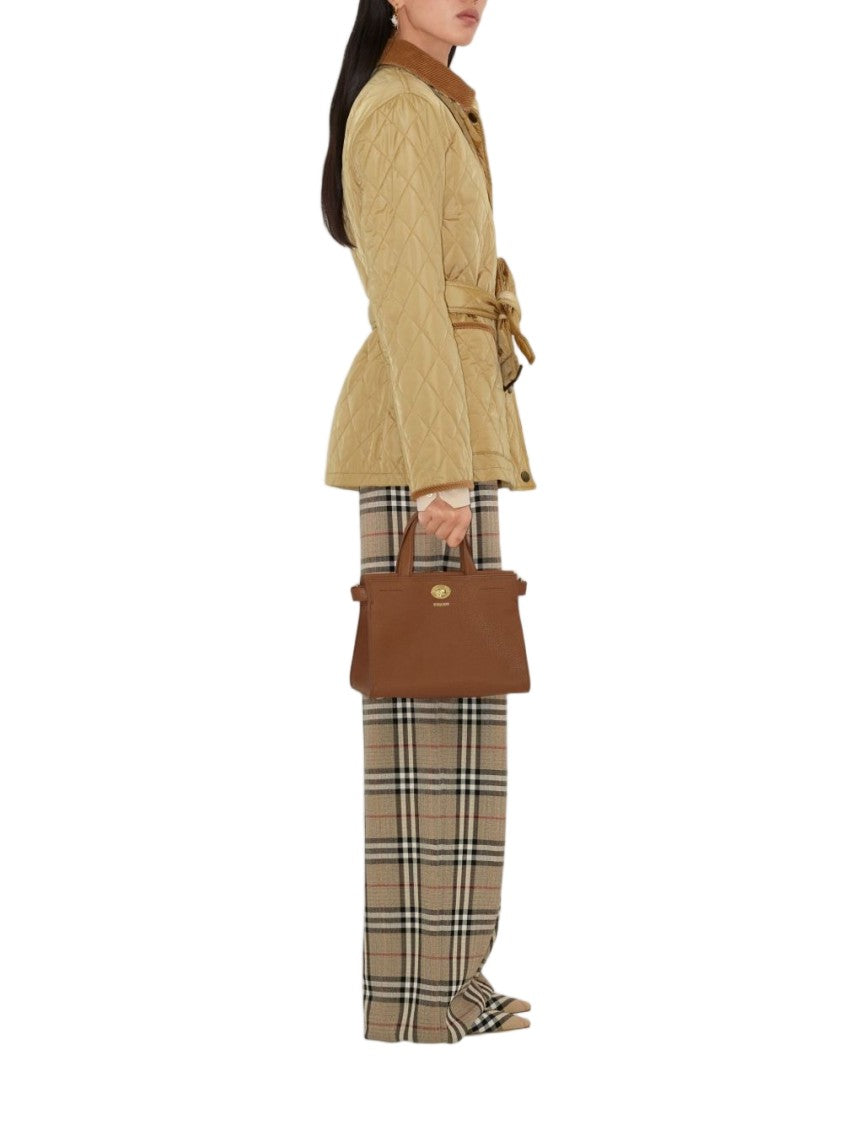 Burberry Black Quilted Belted Waist Contrasting Jacket