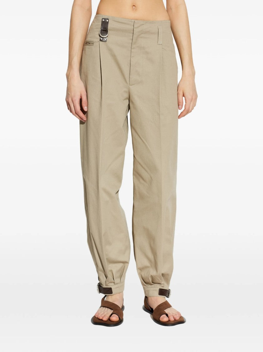 Moschino Dark Leather Strap Relaxed Tapered Cotton Pants