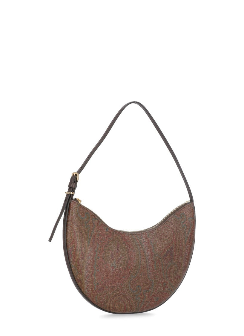 Etro Crescent-Shaped Brown Paisley Jacquard Etro Handbag