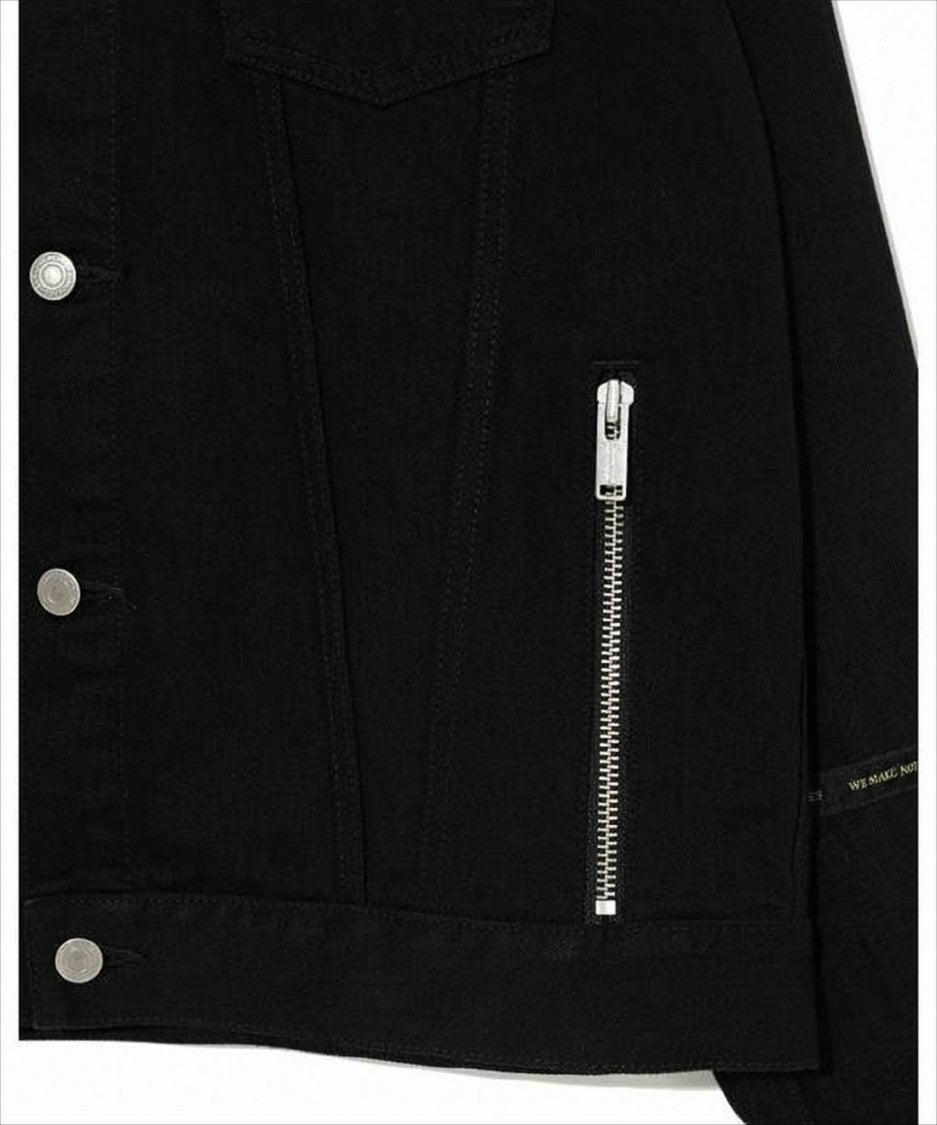 Undercover Boxy Fit Black Denim Jacket With Silver Accents