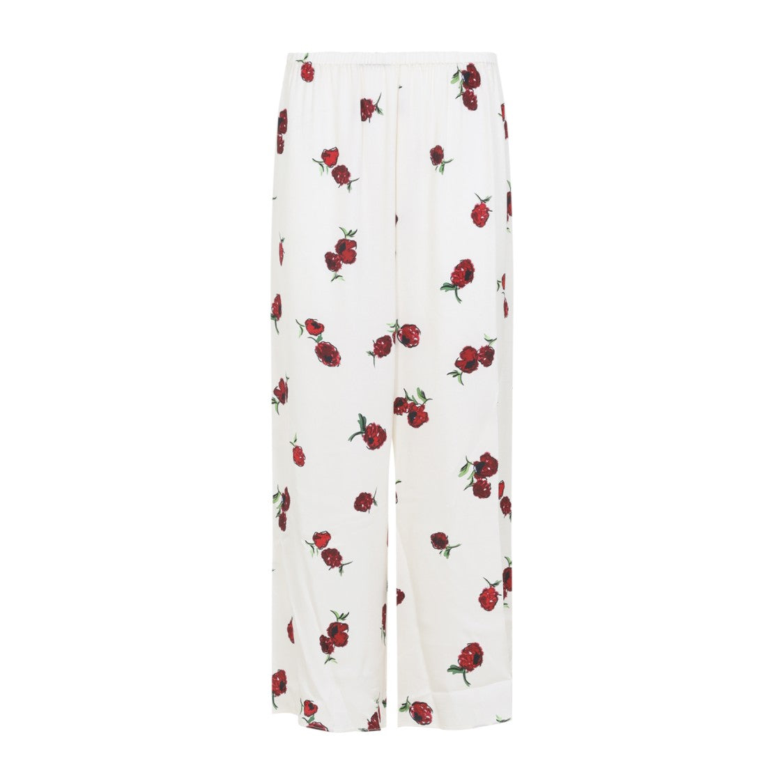 Khaite Raspberry Floral Print Wide-Leg Cupro Pants